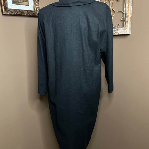 1980's L.A. Passion Lightweight Black Coat, Retro Mid-Century Style, 100% Cotton - Picture 8 of 13